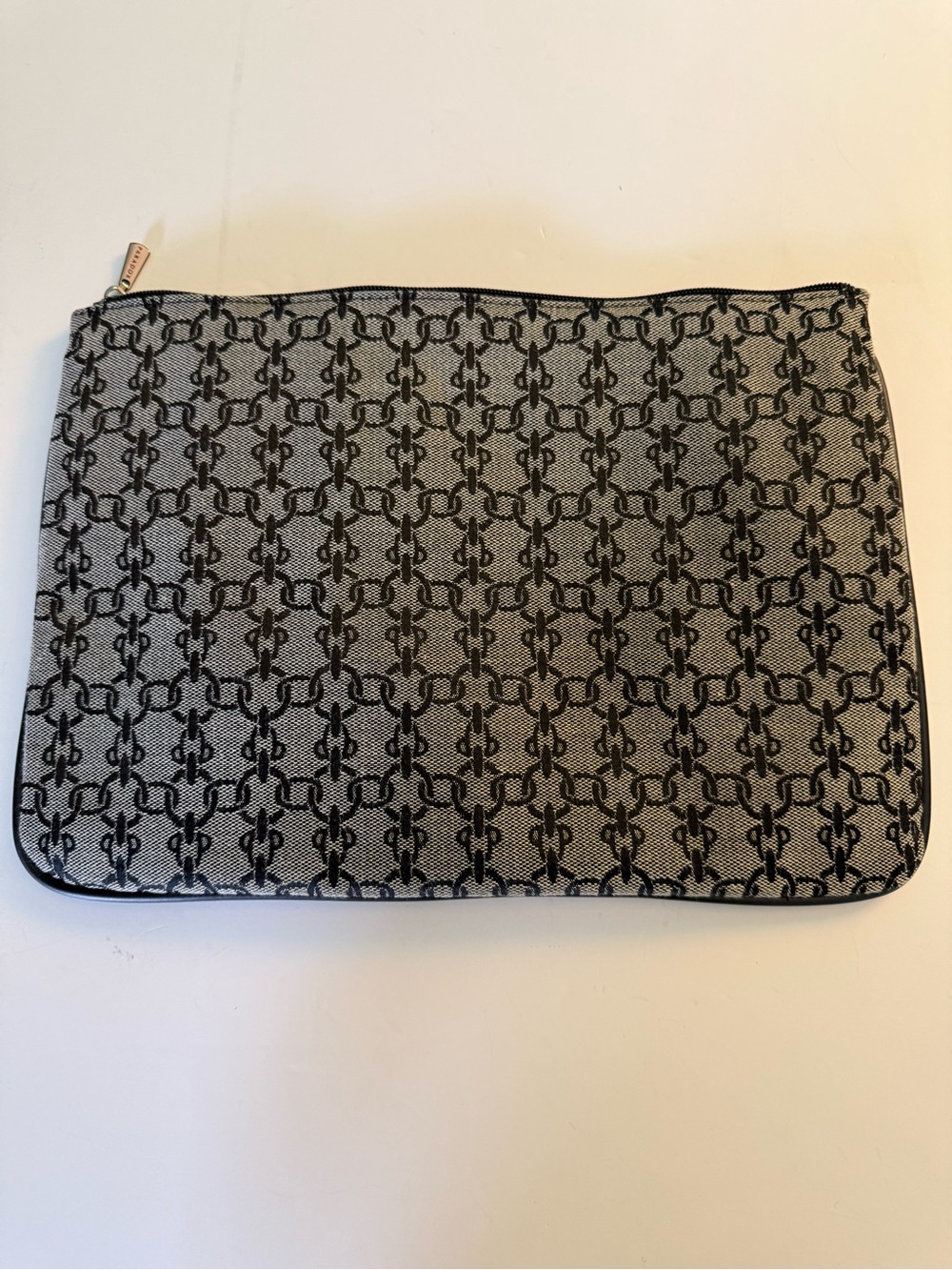 Paradox Gray and Black Patterned Tote Pouch